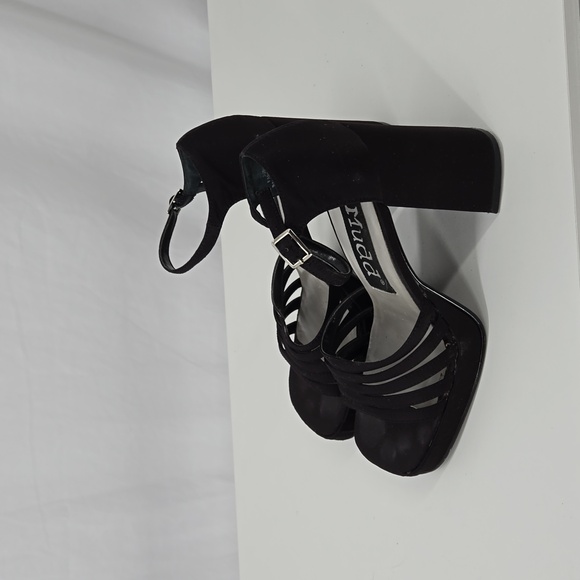 Mudd Vintage 90s Strappy Satin High Heels Black Ankle Strap Shoe Size 7 - Picture 6 of 11